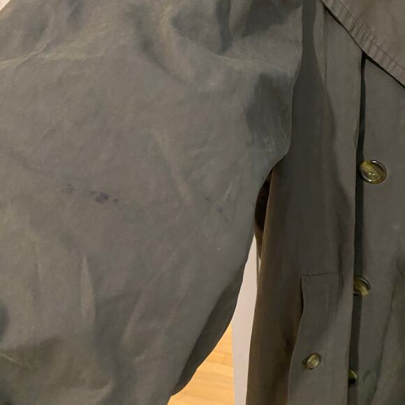 Burberry Dark Green Classic Trench Coat Vintage Jacket Wool Camel Liner sz 44L - Picture 10 of 15